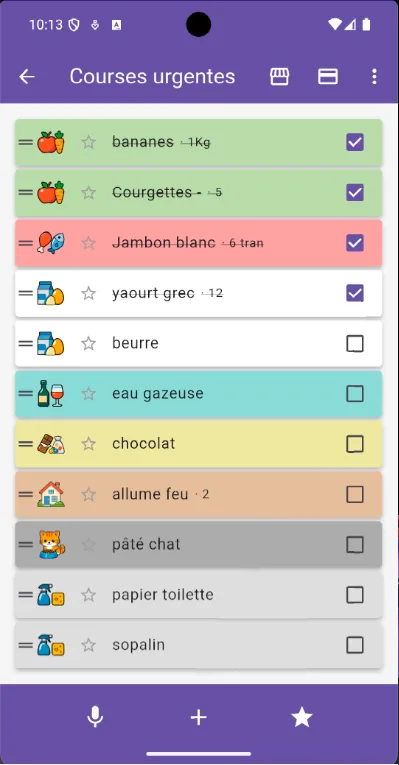 Liste de courses triée par rayon